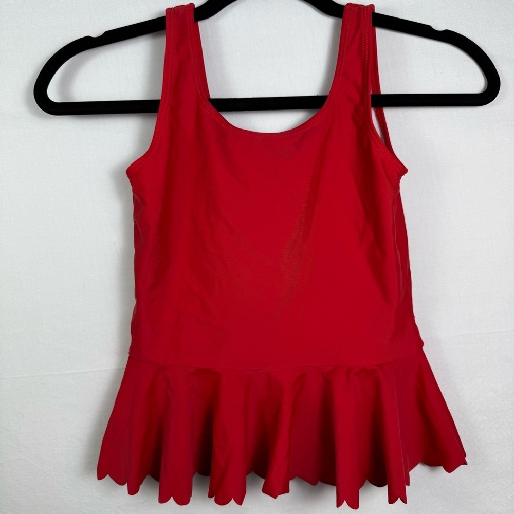 Hanna Andersson Red Peplum Tank Top Girls Size 10